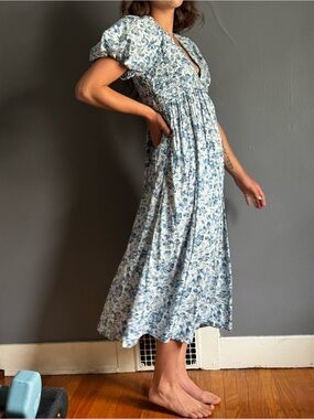 The GREAT. Blue floral prairie dress